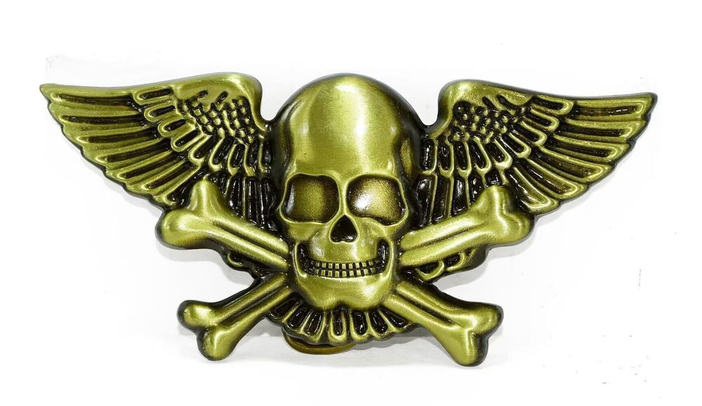 8288 Copper Winged Skull Evil Angel Belt Buckle Cowboy Western Style